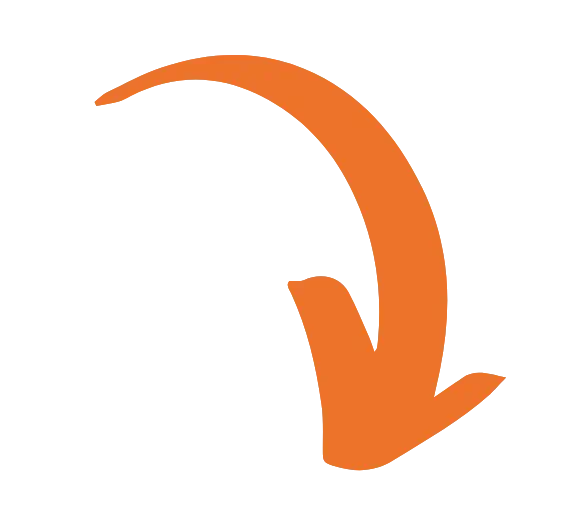 Pfeil nach unten (orange) orangefarbener runder Pfeil von links oben nach unten