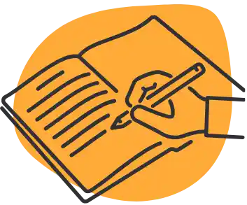 Icon Buch mit schreibender Hand