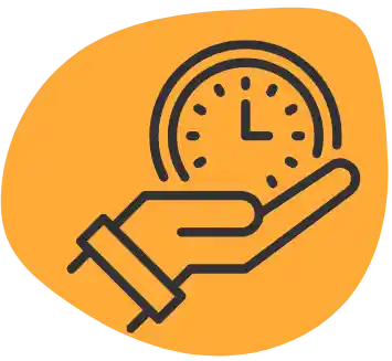 Icon Hand mit Uhr mit orangem Hintergrund