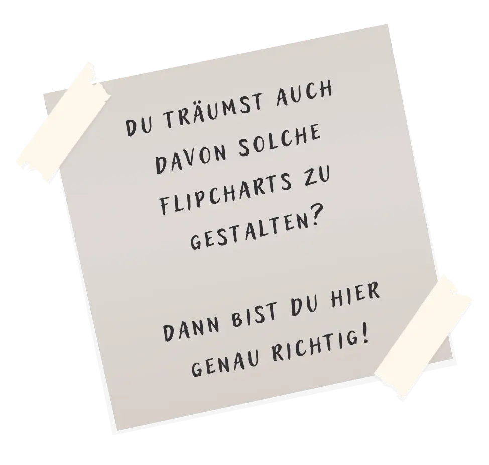 Zettel mit Klebestreifen und Schriftzug Du träumst auch von solchen Flipcharts ...