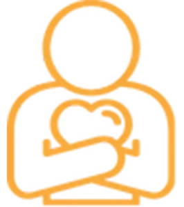 Icon orange Maennchen mit Herz in der Hand