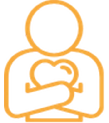 Icon orange Maennchen mit Herz in der Hand