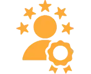 Icon orange Maennchen mit 5 Sternen